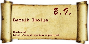 Bacsik Ibolya névjegykártya